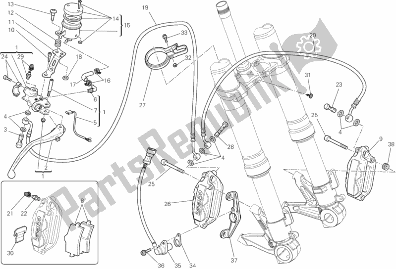 Toutes les pièces pour le Système De Freinage Avant du Ducati Superbike 848 EVO Corse SE USA 2013